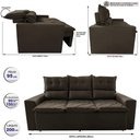 Ver imagem 2 de Sofá 3 Lugares Retrátil e Reclinável 2.00m Cama Inbox Smal com Bordado Pantográfico Suede Café