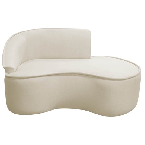 Divã Recamier Curvo Sala de Estar Recepção Marrocos 160cm Lado Direito Bouclé