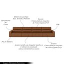 Ver imagem 4 de Sofá Retrátil 8 Lugares 524cm Nero Usb Couro Caramelo Manchado G52 - Gran Belo