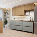 Ver imagem 1 de Cozinha Completa Modulada 4 Peças 6 Portas 4 Gavetas Norten Marrom/Verde/Nature