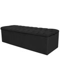 Ver imagem 5 de Kit Cabeceira + Calçadeira Baú Capitonê Livia 195cm King Size para Cama Box Corino Preto - Gat Magaz