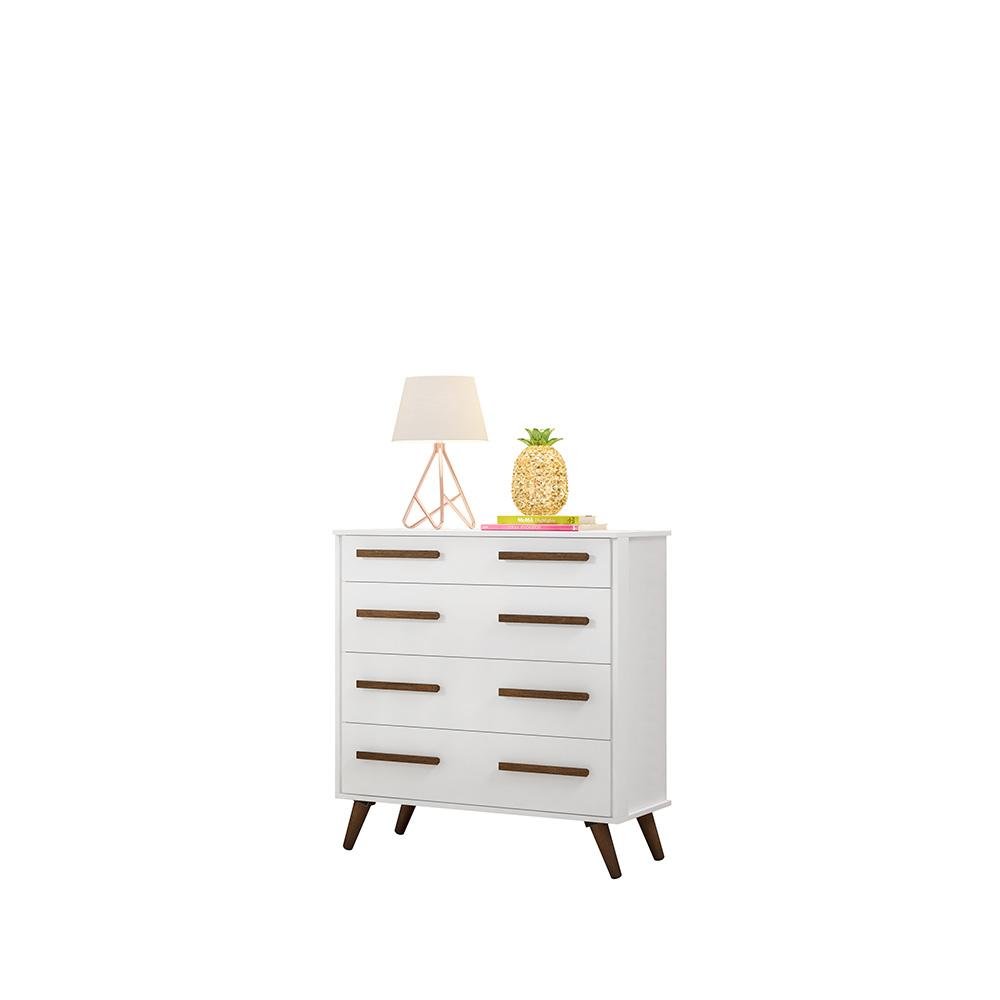 Jogo de Quarto com Cômoda e Roupeiro Retrô Branco - FdECOR - 3