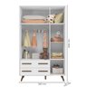Jogo de Quarto com Cômoda e Roupeiro Retrô Branco - FdECOR - 5