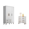 Jogo de Quarto com Cômoda e Roupeiro Retrô Branco - FdECOR - 1