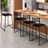 Conjunto de 4 Banquetas Alta Lisboa de Aço de Carbono - 1