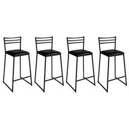 Conjunto de 4 Banquetas Alta Lisboa de Aço de Carbono - 2
