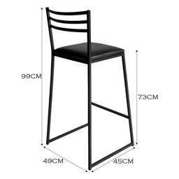 Conjunto de 4 Banquetas Alta Lisboa de Aço de Carbono - 6
