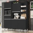 Ver imagem 1 de Armário de Cozinha Compacta 160cm 5 Portas Isabel Preto - AJL Móveis