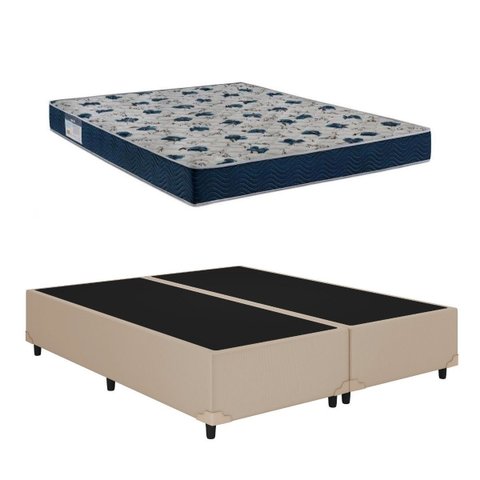 Cama Base Casal Bipartido Bege Colchão Iso 60 D28 - Ortobom