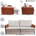 Ver imagem 3 de Sofá sem Caixa Retrátil Baú 1,95m Cama Inbox Grace Tecido Linho e Courino Bege Claro