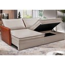 Ver imagem 1 de Sofá sem Caixa Retrátil Baú 1,95m Cama Inbox Grace Tecido Linho e Courino Bege Claro