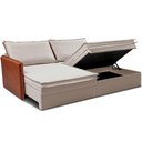 Ver mais imagens de Sofá sem Caixa Retrátil Baú 1,95m Cama Inbox Grace Tecido Linho e Courino Bege Claro
