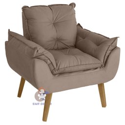 Kit 02 Poltrona/cadeira Decorativa Glamour Opala com Pés Quadrado Capuccino - 2