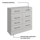 Ver imagem 7 de Quarto Completo Guarda-Roupa 3 Portas 2 Gavetas e Cômoda 8 Gavetas Branco