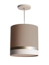Ver imagem 1 de Lustre Pendente Cáqui Faixas Bronze Cúpula 25x25 Tom Luz