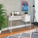Ver imagem 1 de Mesa Escrivaninha Industrial Office 120cm com 2 Gavetas P1012 Branco