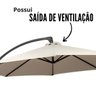 Ombrelone Lateral Importway 3 Metros P/ Casa Praia, Hotel e Piscina em Aluminio + Base em Cruz de Ap - 10
