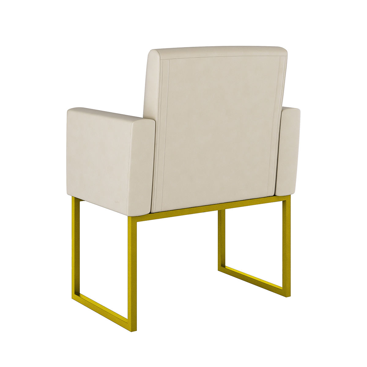 Poltrona Cadeira Decorativa Recepção Base de Ferro Dourada:courino Bege - 3