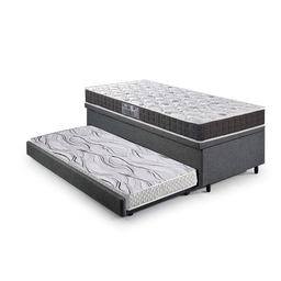 Bicama Box Baú Solteiro Linho Cinza 88x188 com Colchão Pantanal Espuma D28 Anjos - 9