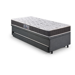 Bicama Box Baú Solteiro Linho Cinza 88x188 com Colchão Pantanal Espuma D28 Anjos - 10