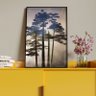 Quadro Decorativo Paisagem Araucaria Angustifolia com Moldura e Vidro Preto - 200x100 Cm - 4