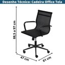 Ver imagem 4 de Cadeira Giratória Baixa Office Tela Preta Aço Preto Base Rodízio