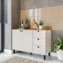 Ver imagem 1 de Balcão com Tampo 2 Portas 3 Gavetas 120cm Off White Branco Yescasa