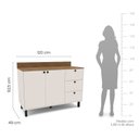 Ver imagem 3 de Balcão com Tampo 2 Portas 3 Gavetas 120cm Off White Branco Yescasa