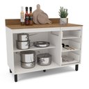 Ver imagem 5 de Balcão com Tampo 2 Portas 3 Gavetas 120cm Off White Branco Yescasa
