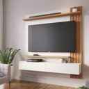 Ver imagem 2 de Painel Tv 65 Pol 150cm Bancada Suspensa Ripado Luca Off White Matte/freijó C04 - D’Rossi