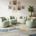 Ver imagem 1 de Kit 4 Poltrona Orgânica Giratória Chloe Decorativa com Almofada Plumante Bouclê Verde - Arkell