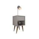 Ver imagem 3 de Mesa de Cabeceira Mdf Pés Palitos com 1 Gaveta e 1 Nicho Plancasa:cinza Cristal Tx