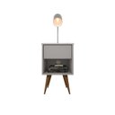 Ver imagem 1 de Mesa de Cabeceira Mdf Pés Palitos com 1 Gaveta e 1 Nicho Plancasa:cinza Cristal Tx