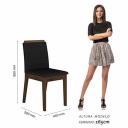 Mesa com 6 Cadeiras Qatar 1,60 Cin/preto/preto - Móveis Arapongas Cinamomo/preto/preto 06 - 4
