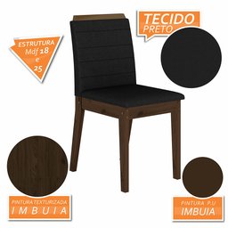 Mesa com 6 Cadeiras Qatar 1,60 Cin/preto/preto - Móveis Arapongas Cinamomo/preto/preto 06 - 3