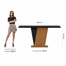 Mesa com 6 Cadeiras Qatar 1,60 Cin/preto/preto - Móveis Arapongas Cinamomo/preto/preto 06 - 2