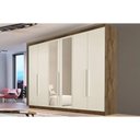 Ver imagem 1 de Guarda Roupa Casal 6 Portas (2 C/ Espelho) e 4 Gavetas Oslo Braúna/off White - Europa