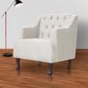 Ver imagem 2 de Poltrona Decorativa Pés Luis XV Gênises Encosto Capitonê Suede Bege Carolina Moveis