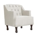 Ver imagem 1 de Poltrona Decorativa Pés Luis XV Gênises Encosto Capitonê Suede Bege Carolina Moveis