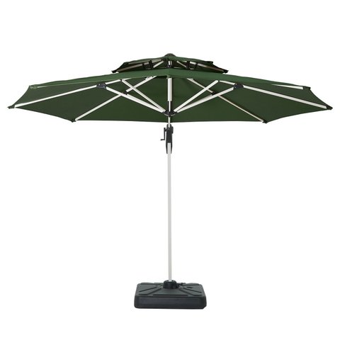 Ombrelone 3m Verde Alumínio Articulado em Poliéster para Piscinas e Hotéis e Proteção contra Uv