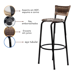 Banco para Bancada Banqueta Alta Cappuccino Balcão Cozinha Bistrô Área Gourmet Churrasqueira - 5