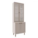 Ver imagem 1 de Cristaleira Iluminata 100% Mdf com 2 Portas de Vidro Branco/fendi - Genialflex