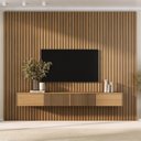 Ver imagem 1 de Rack com Painel Ripado para TV até 86 Polegadas Planejado 320CMX250CM Aruá CabeCasa MadeiraOriginals Marrom Jatobá