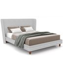 Ver imagem 1 de Cabeceira Casal Nilo 140cm com Cama Pés Madeira Suném P05 Linho Cinza Claro - Lyam Decor