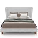Ver imagem 2 de Cabeceira Casal Nilo 140cm com Cama Pés Madeira Suném P05 Linho Cinza Claro - Lyam Decor