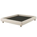 Ver imagem 1 de Cama Box Casal Base Bipartida Nami Facto com Pés de Madeira Branco Pérola Estofados 156cm