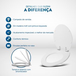 Assento Sanitário Soft Close Convencional Oval Creme para Vaso Deca - 5