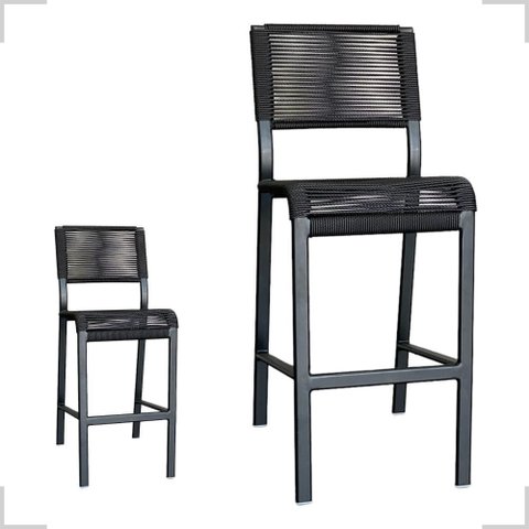 Banqueta para Balcão Ferro Estofado Estilo Industrial Preto Preto