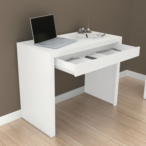 Escrivaninha para Escritório com Gaveta Me4107 Branco Tecnomobili