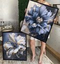 Ver imagem 3 de Duo de Quadros Natureza Flores Azuis 70x60cm Moldura Preta Vidro